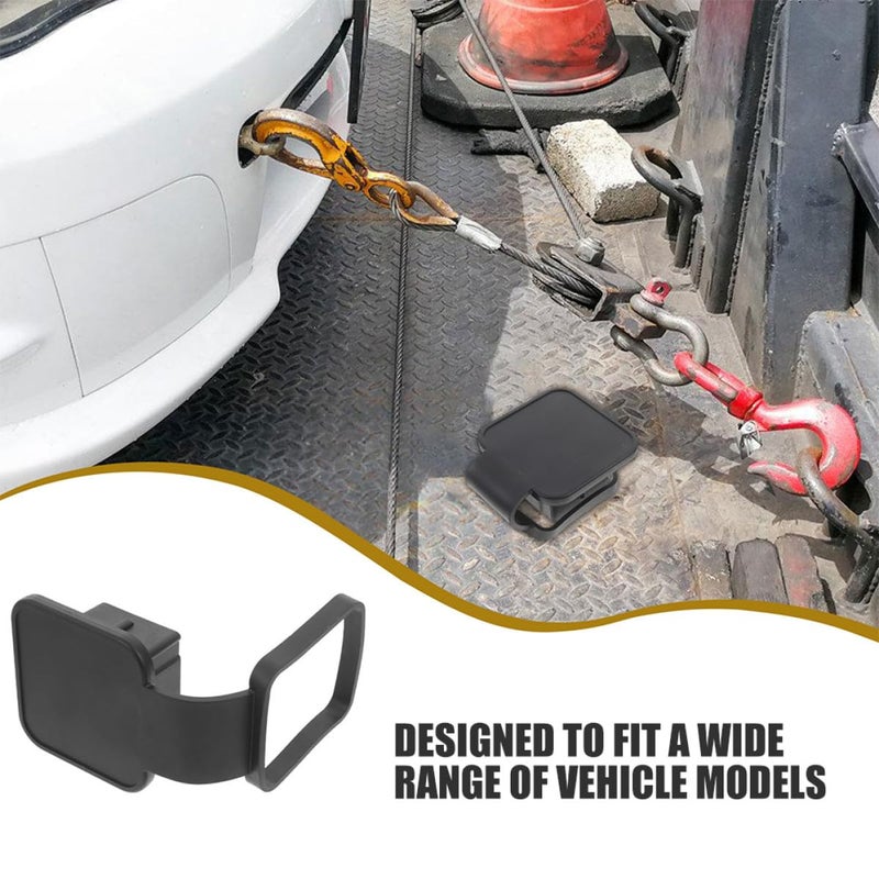 Universal Trailer Hitch Receiver Tube Cover Rubber 2Pcs Black Fit Trucks SUV Towing Hook Plug Caps - Image 4
