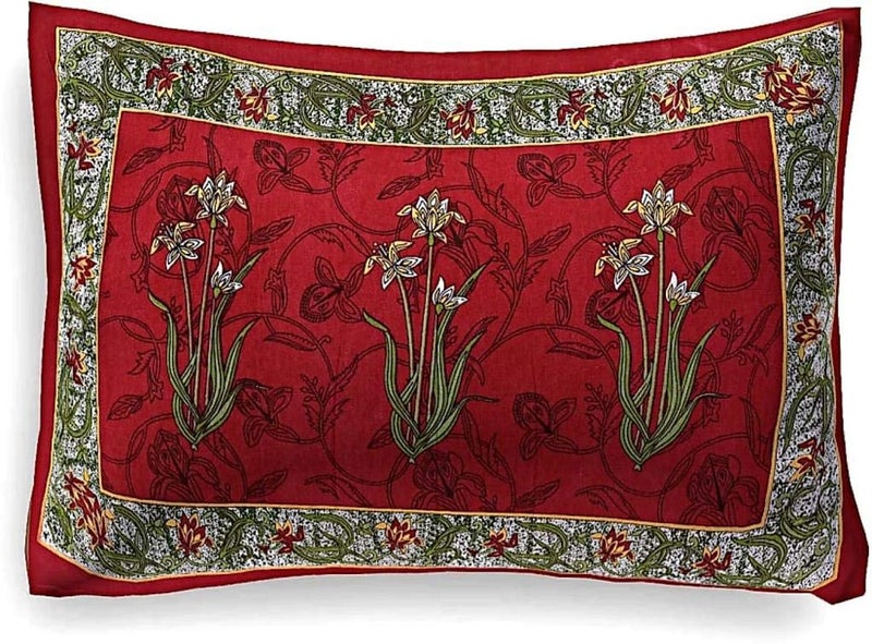 E-WISH BOX EWISH BOX 100 Cotton Rajasthani Jaipuri Queen Size Double Bedsheets with 2 Pillow Covers Red - Image 2