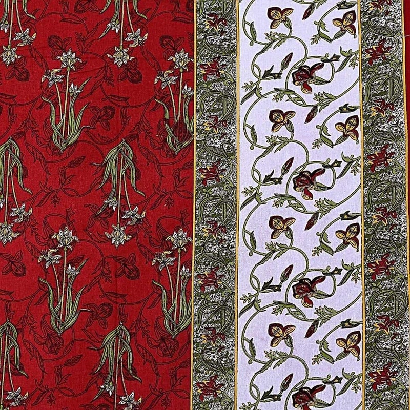 E-WISH BOX EWISH BOX 100 Cotton Rajasthani Jaipuri Queen Size Double Bedsheets with 2 Pillow Covers Red - Image 3