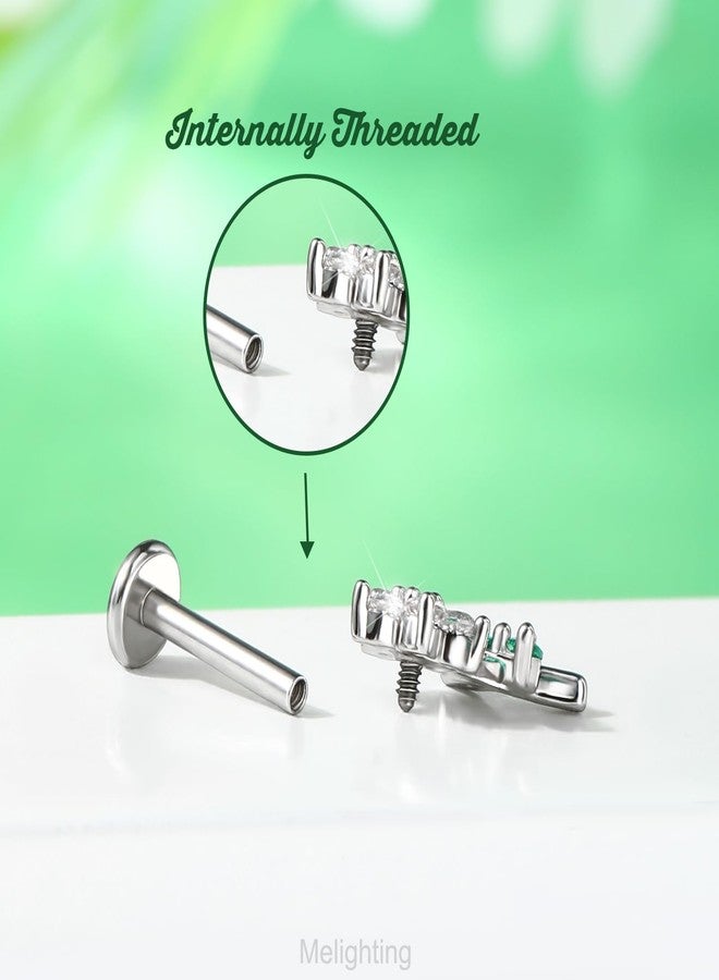 Melighting MeIighting Flower Helix Earring 16G Internally Threaded Cartilage Earring Stainless Steel 316L Clear CZ 8 mm Flat Back Earring Tragus Stud Conch Earring for Women - Image 4