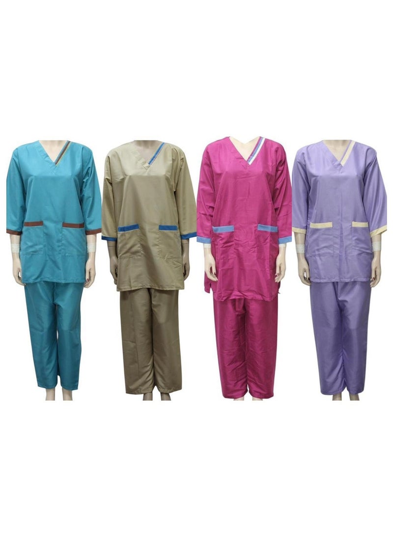 Housemaid Uniform Maid & Nanny Scrub Suit, 4-Piece Set - Image 1