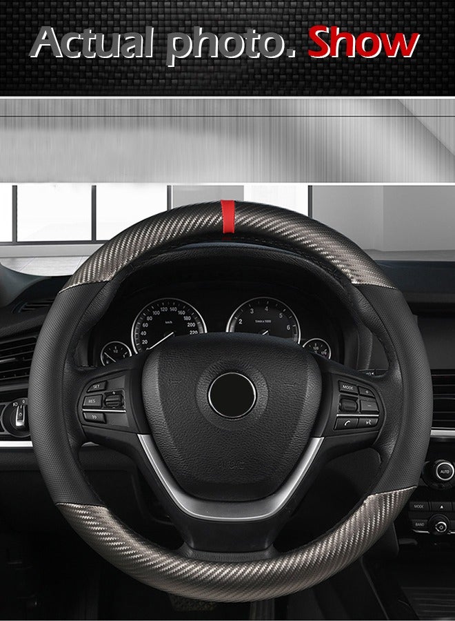 GROIC Carbon Fiber Car Steering Wheel Cover, Universal 15 inch Breathable Anti Slip Steering Wheel Covers, Car Interior Accessories, Fit for Most Car, Trucks, SVU - Image 5
