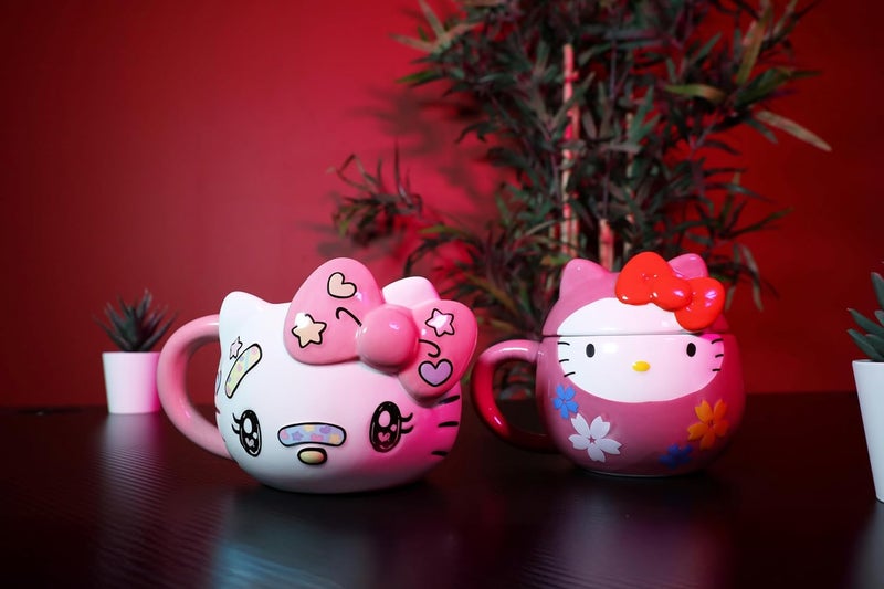 Konix Hello Kitty 3D Mug, Ceramic Mug, 500 ml, Kawaii Design, White and Pink - Image 3
