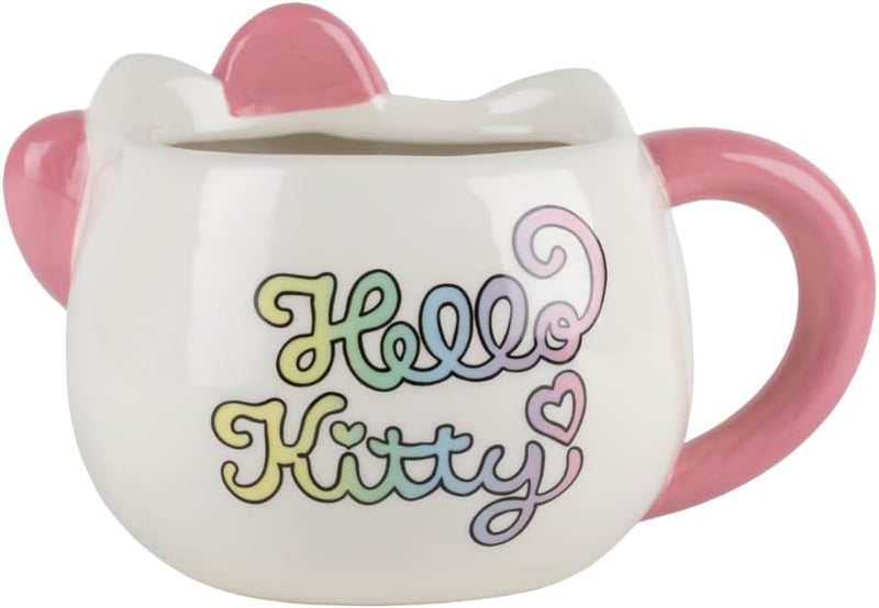 Konix Hello Kitty 3D Mug, Ceramic Mug, 500 ml, Kawaii Design, White and Pink - Image 2