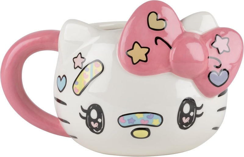 Konix Hello Kitty 3D Mug, Ceramic Mug, 500 ml, Kawaii Design, White and Pink - Image 1