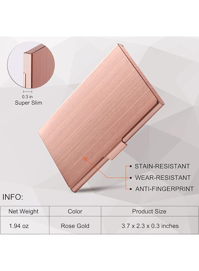 erorex Business Card Holder Slim Business Card Case For Men And Women Pocket Metal Card Case Professional Stainless Steel Business Card Holders Purse Name Card Holder Buckle Style Shut Rose Gold  - Image 5