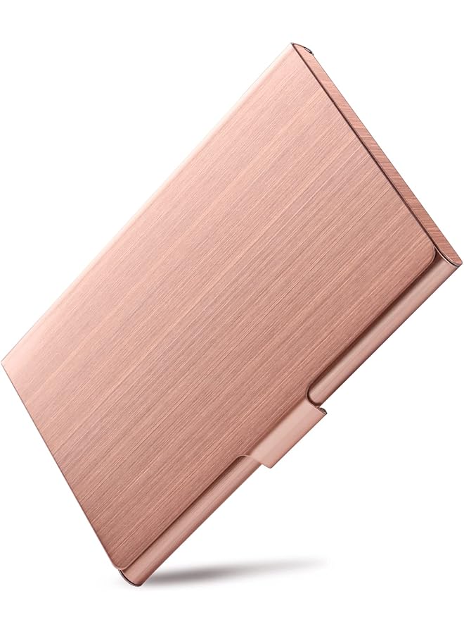 erorex Business Card Holder Slim Business Card Case For Men And Women Pocket Metal Card Case Professional Stainless Steel Business Card Holders Purse Name Card Holder Buckle Style Shut Rose Gold  - Image 1
