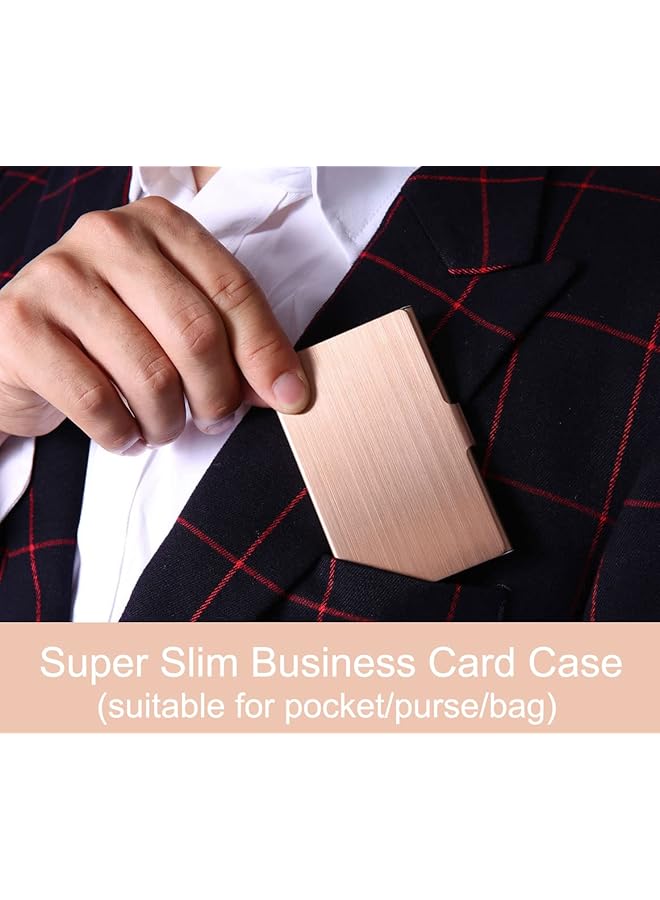 erorex Business Card Holder Slim Business Card Case For Men And Women Pocket Metal Card Case Professional Stainless Steel Business Card Holders Purse Name Card Holder Buckle Style Shut Rose Gold  - Image 2