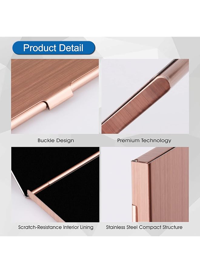 erorex Business Card Holder Slim Business Card Case For Men And Women Pocket Metal Card Case Professional Stainless Steel Business Card Holders Purse Name Card Holder Buckle Style Shut Rose Gold  - Image 4