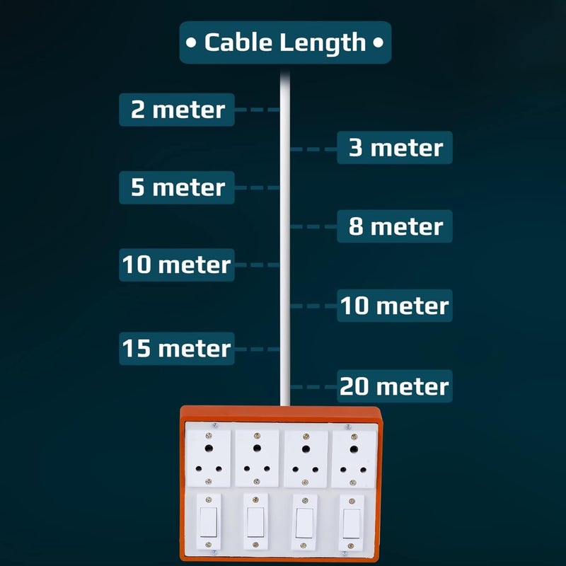 Cordnet Cordnet Premium Extension BoardWIth Brown Four Socket Four Switch 2 Meter Long Wire  - Image 3