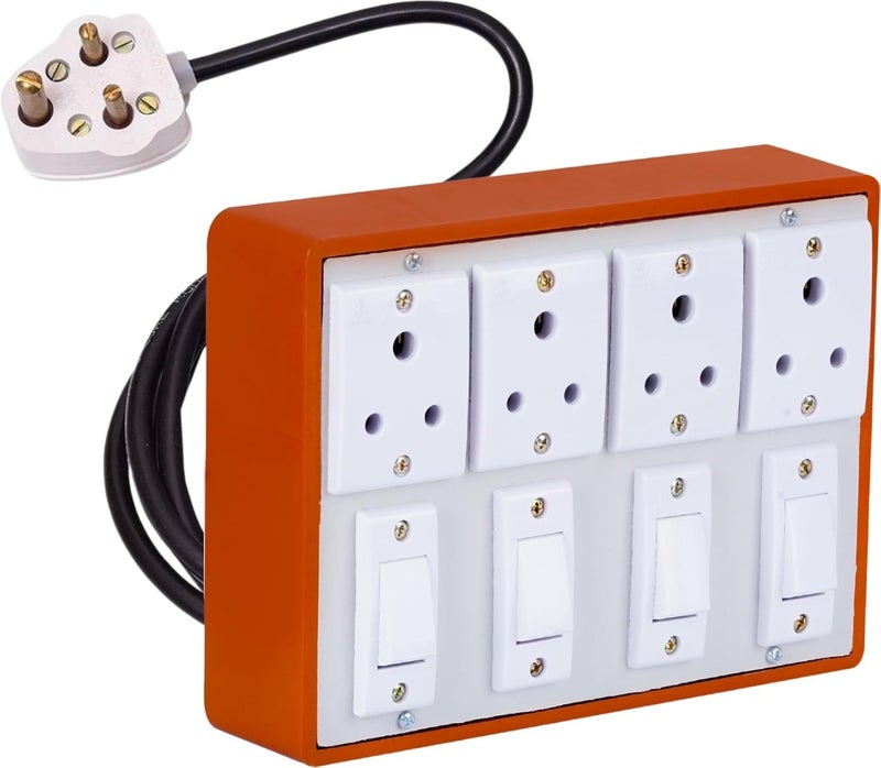 Cordnet Cordnet Premium Extension BoardWIth Brown Four Socket Four Switch 2 Meter Long Wire  - Image 2