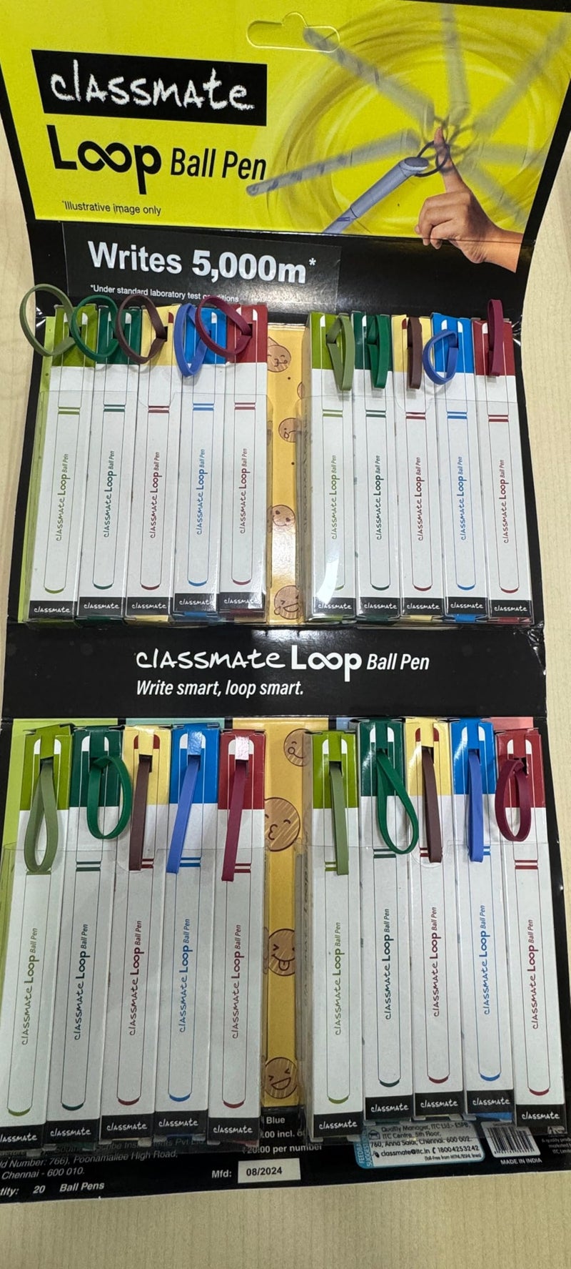 Classmate Loop Ball Pen Pack, 20 Pens, Assorted Colours, Writes 5,000m - Image 3