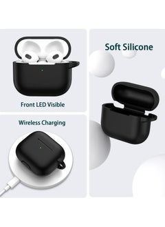 Digipace 2 Pieces Airpod 3rd Generation Case with Cleaner Kit and Earphone Hook Cover, Soft Silicone Protective Case for Airpods 3 2021(Black)  - Image 4