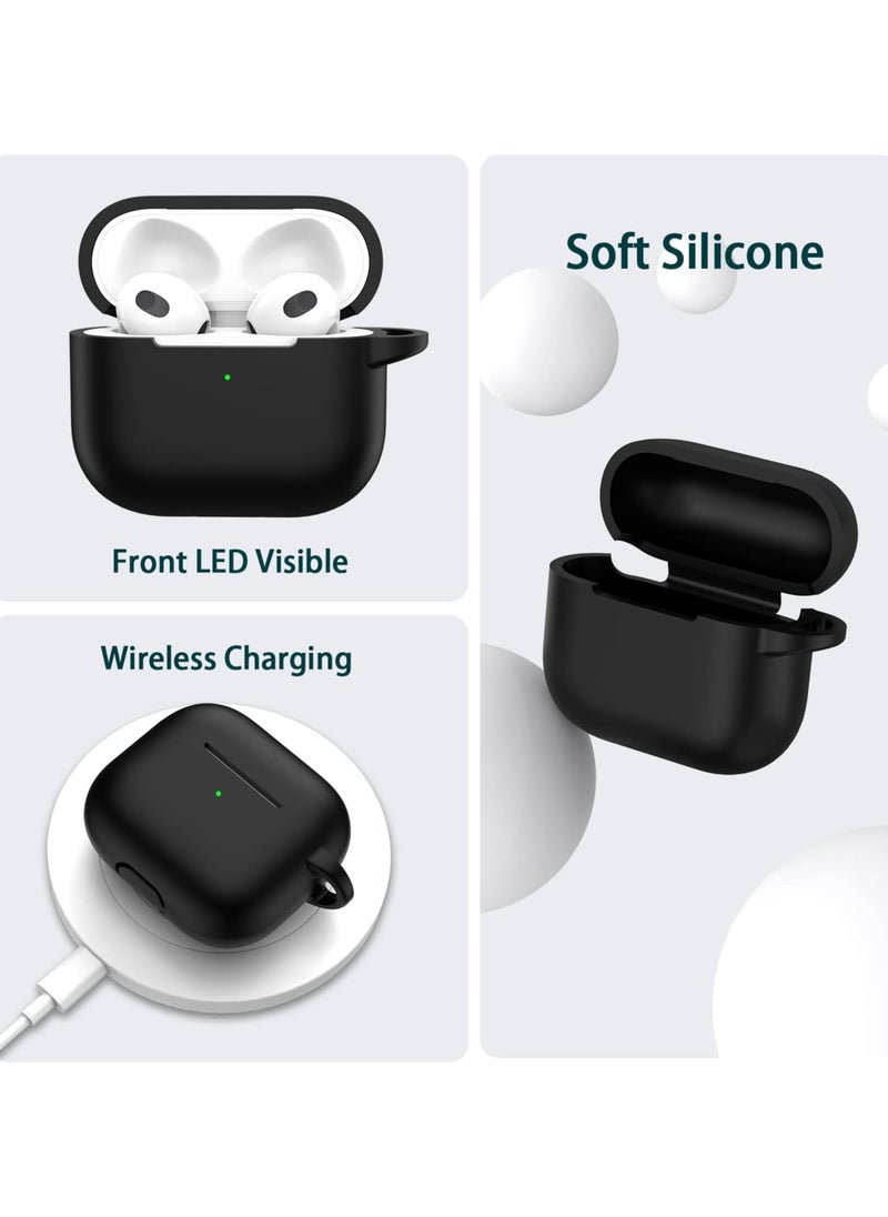 Digipace - 2 Pieces Airpod 3rd Generation Case with Cleaner Kit and Earphone Hook Cover, Soft Silicone Protective Case for Airpods 3 2021(Black) - Image 1