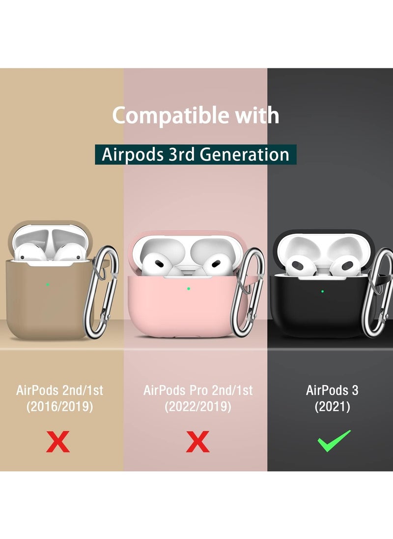 Digipace - 2 Pieces Airpod 3rd Generation Case with Cleaner Kit and Earphone Hook Cover, Soft Silicone Protective Case for Airpods 3 2021(Black) - Image 1