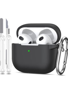 Digipace 2 Pieces Airpod 3rd Generation Case with Cleaner Kit and Earphone Hook Cover, Soft Silicone Protective Case for Airpods 3 2021(Black)  - Image 2