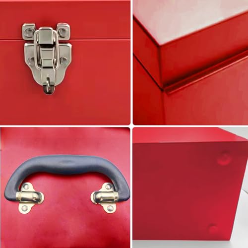 Mcvomv 16" Portable Metal Toolbox Large Tool Box 18-Gauge Fishing Tackle Box Stee Tool Box Drawer Organizer With Metal Latch and Handle Red - Image 5