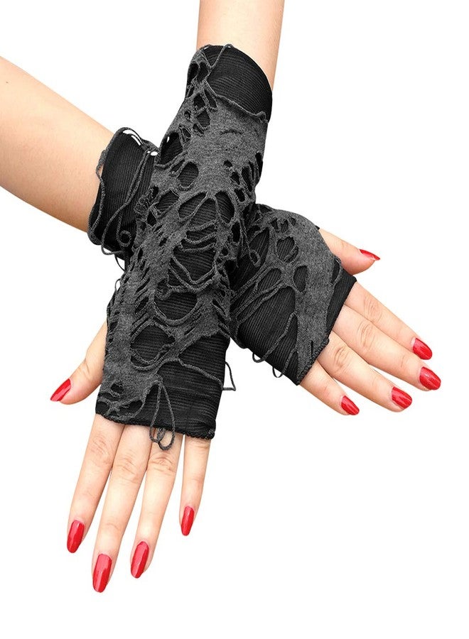 RUIXIA Unisex Halloween Costume Vintage Ripped Rags Fingerless Gloves Witch Devil Wizard Role-Play Performance Props Fancy Dress - Image 1