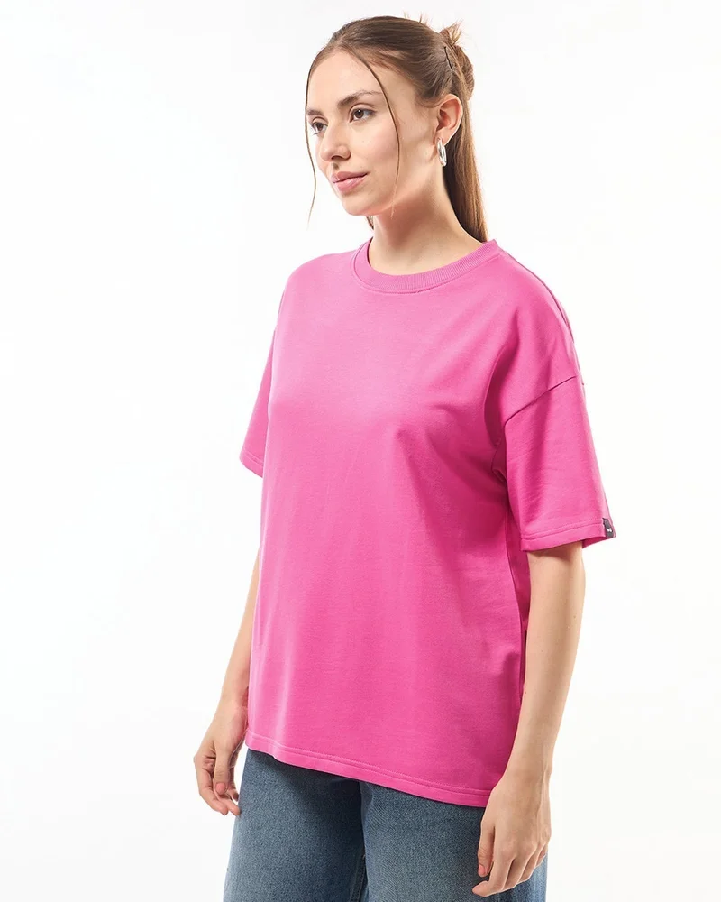 بيواكوف تي شيرت نسائي وردي كبير الحجم