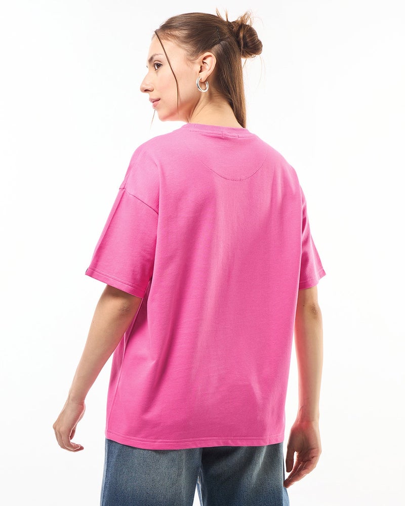 bewakoof Women's Glory Pink Oversized T-shirt - Image 4