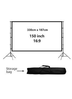 Flash Hawk 150 inch 16:9 Outdoor and Indoor Portable Projector Screen with 2.6M High Tripod Stands 