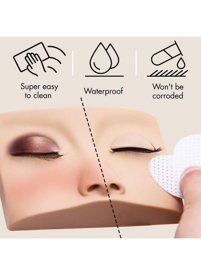 Embagol Double Layer Lash Mannequin Head With 2 Layrs Replaced Eyelids Makeup For Training Head Removable Realistic Eyelids Eyelash Replaced Eyelids Softtouch Rubbe (1 +3 Pairs Replaced Eyelids) - Image 4