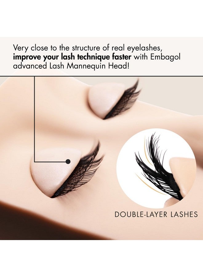 Embagol Double Layer Lash Mannequin Head With 2 Layrs Replaced Eyelids Makeup For Training Head Removable Realistic Eyelids Eyelash Replaced Eyelids Softtouch Rubbe (1 +3 Pairs Replaced Eyelids) - Image 2