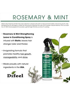 difeel Rosemary and Mint Strengthening Leave-In Conditioning Spray with Biotin 6 oz. - Made with Natural Mint & Rosemary Oil for Hair Growth  - Image 2
