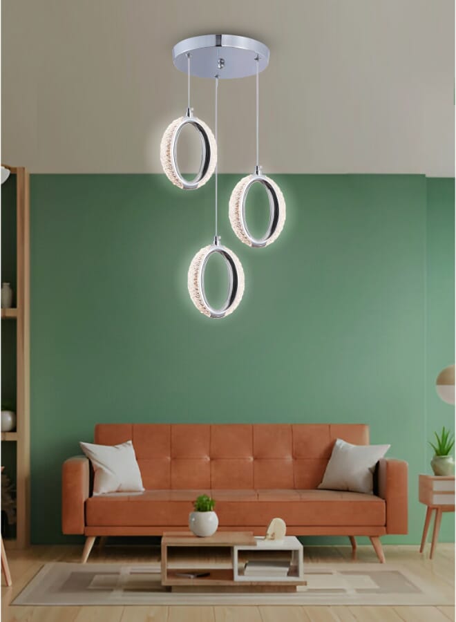Best Power Modern LED Chandelier Light 9891 – 21W | 3 Pendant Lamps with 3 Light Modes | Energy-Saving Hanging Ceiling Light with 180cm Adjustable Cord – For Dining Room, Living Room, Bedroom - Image 3