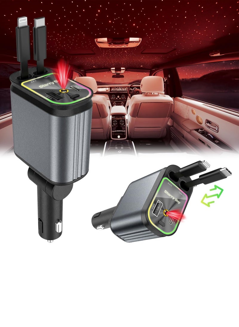 AnkerMake 3-in-1 Car Charger with Retractable Cables – Lightning, Type-C, Micro USB – USB Port – Fast Charging 2.4A – LED Indicator - Image 1