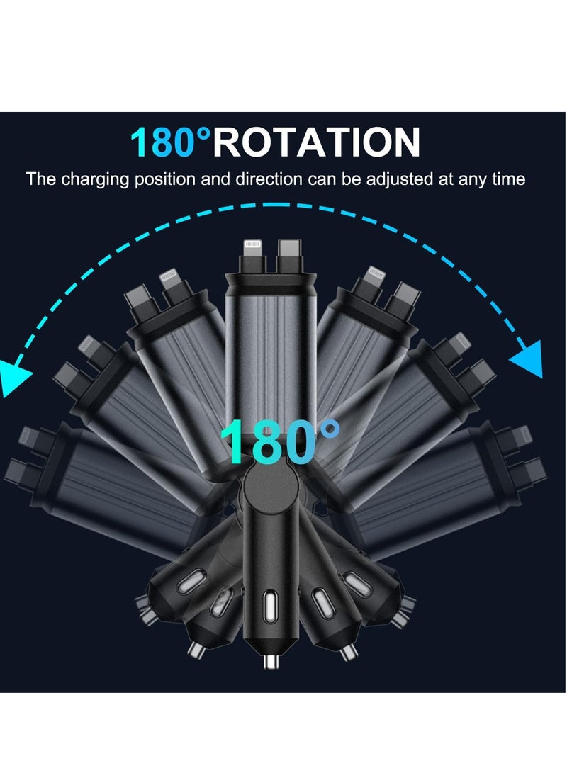 AnkerMake 3-in-1 Car Charger with Retractable Cables – Lightning, Type-C, Micro USB – USB Port – Fast Charging 2.4A – LED Indicator - Image 5