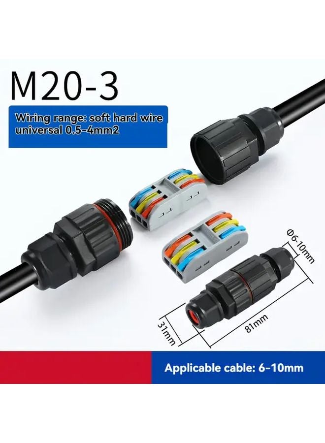 M20 3 دبوس كابل موصل برغي اضغط ختم مربع لافتة LED الإضاءة النفق - Image 1