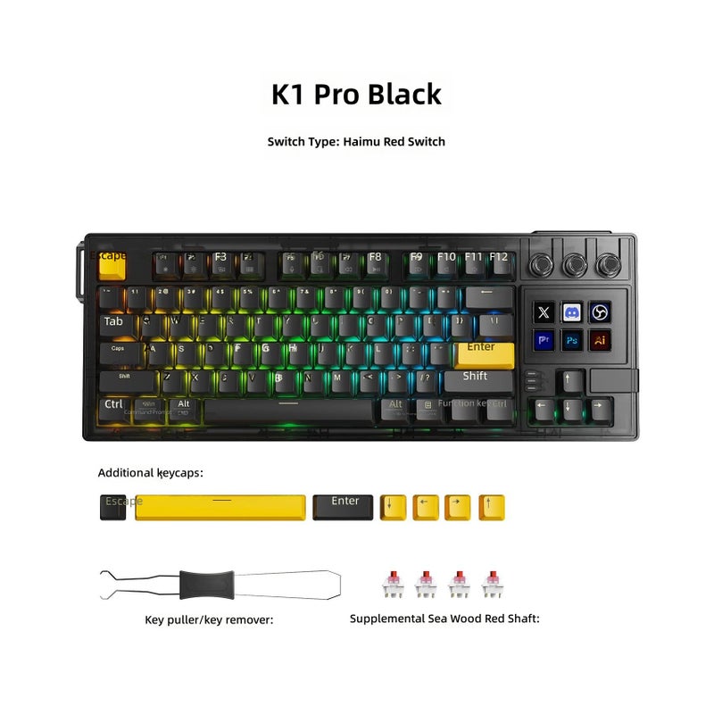 MiraBox K1 Pro Mechanical Keyboard with RGB Backlight, Hot-Swap Keys, and Macro Programming for Office & Gaming - Image 1