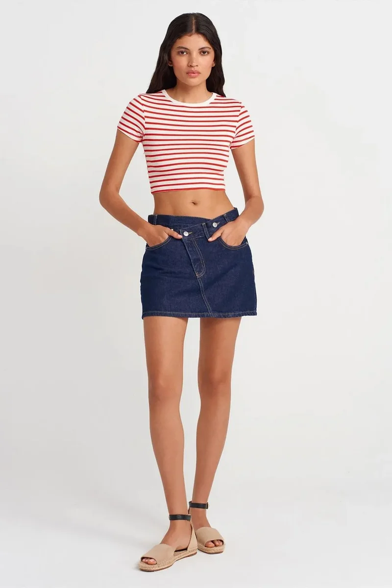 Dilvin Multicolor DILVIN Striped Crop Top Blouse for Women | Best Price UAE