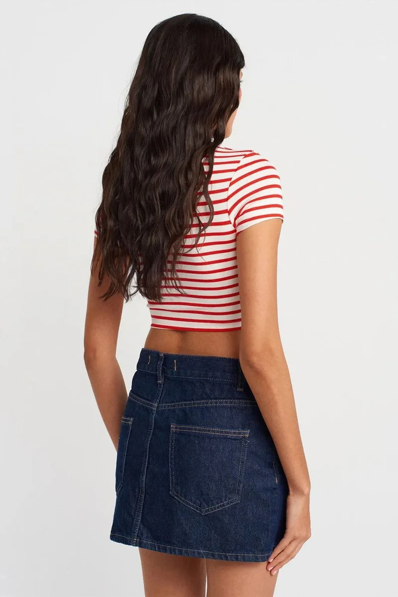 Dilvin Multicolor DILVIN Striped Crop Top Blouse for Women | Best Price UAE
