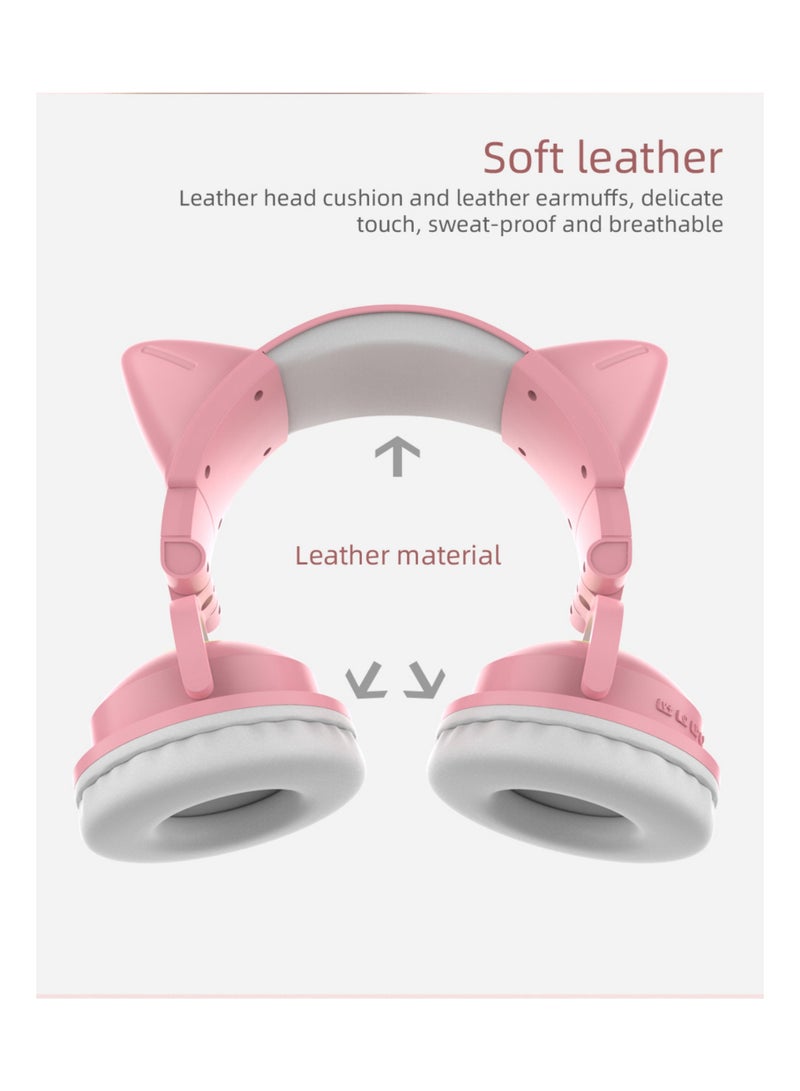 Rock Pow Cute Cat Ear Fodable Bluetooth Over Ear Headphones with Cool Light Wireless Wired Headset with Microphone for Cell PhoneLaptop1 Bluetooth 5.3v Hi-Res Sound Comfortable Fit for Gaming and Usual - Image 4
