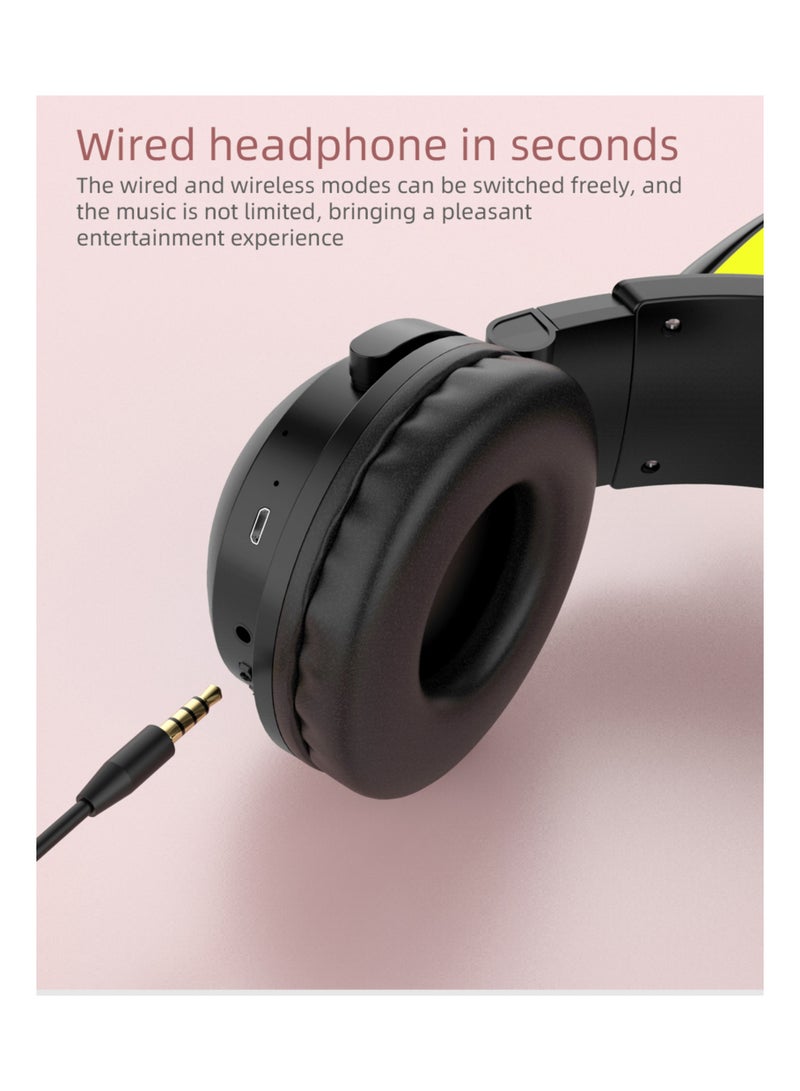 Rock Pow Cute Cat Ear Fodable Bluetooth Over Ear Headphones with Cool Light Wireless Wired Headset with Microphone for Cell PhoneLaptop1 Bluetooth 5.3v Hi-Res Sound Comfortable Fit for Gaming and Usual - Image 5