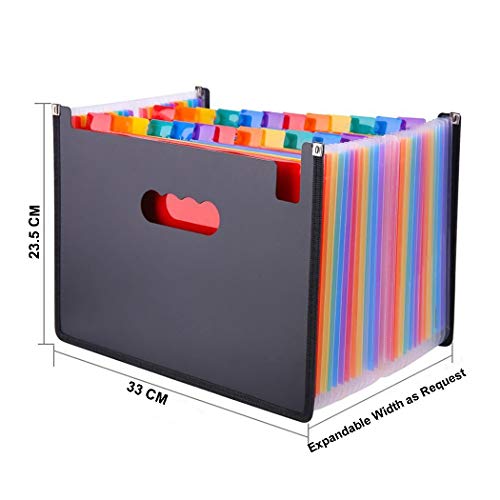 MEZON Expandable File Folder with 24 Pockets Self-Stand Desktop Accordation Folder Organizer Rainbow Expandable File Folder A4 Document Paper Folder Wallet Briefcase Office Business Filing Box - Image 2