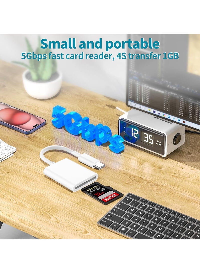 USB C SD Memory Card Reader [Apple MFi Certified] Type C to SD Card Adapter for iPhone 15 USB C Camera Adapter Trail Camera Viewer for iPhone 16 15 iPad MacBook Air/Pro Galaxy, Plug and Play  - Image 2
