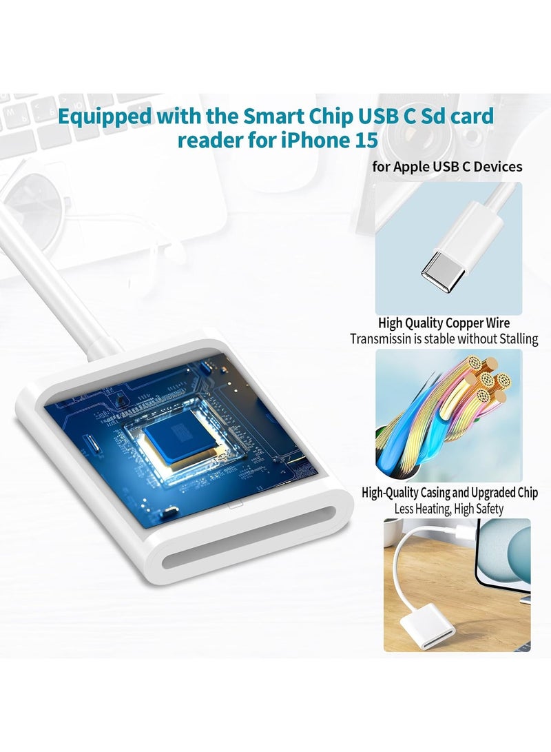 USB C SD Memory Card Reader [Apple MFi Certified] Type C to SD Card Adapter for iPhone 15 USB C Camera Adapter Trail Camera Viewer for iPhone 16 15 iPad MacBook Air/Pro Galaxy, Plug and Play  - Image 5