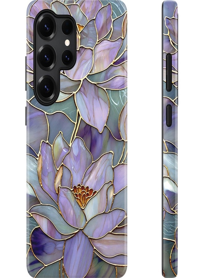 Esdot for Samsung Galaxy S24 Ultra Case - Wireless Charging Compatible - Dual-Layer Soft Silicone + Hard Shell - Wildflower Design - Protective Phone Cover for Women Girls - Abstract Lotus - Image 1
