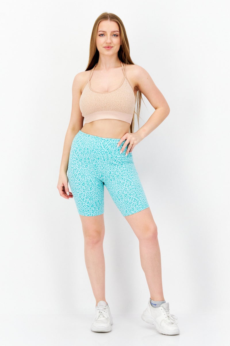 Billabong Women Allover Print Biker Shorts, Turquoise - Image 3