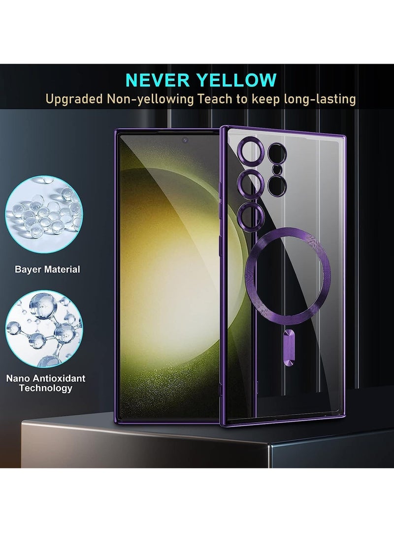 MIGOFAST Galaxy S24 Ultra Magnetic Case Compatible with MagSafe  Luxury Plating Design Galaxy S24 Ultra Case with Camera Lens Protector Soft TPU Bumper for Samsung Galaxy S24 Ultra 6.8” Purple - Image 3