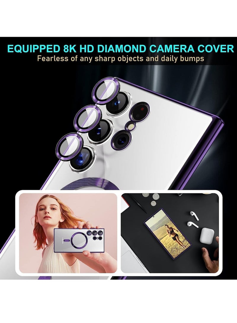 MIGOFAST Galaxy S24 Ultra Magnetic Case Compatible with MagSafe  Luxury Plating Design Galaxy S24 Ultra Case with Camera Lens Protector Soft TPU Bumper for Samsung Galaxy S24 Ultra 6.8” Purple - Image 5