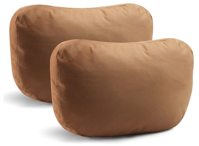 Jachenyue 2Pcs Car Neck Pillows for headrestsfor Travel Interior Accessories and Suede Support Head PillowsBalance Neck Pillow Designed to Relieve Neck Pain and Muscle TensionBrown
