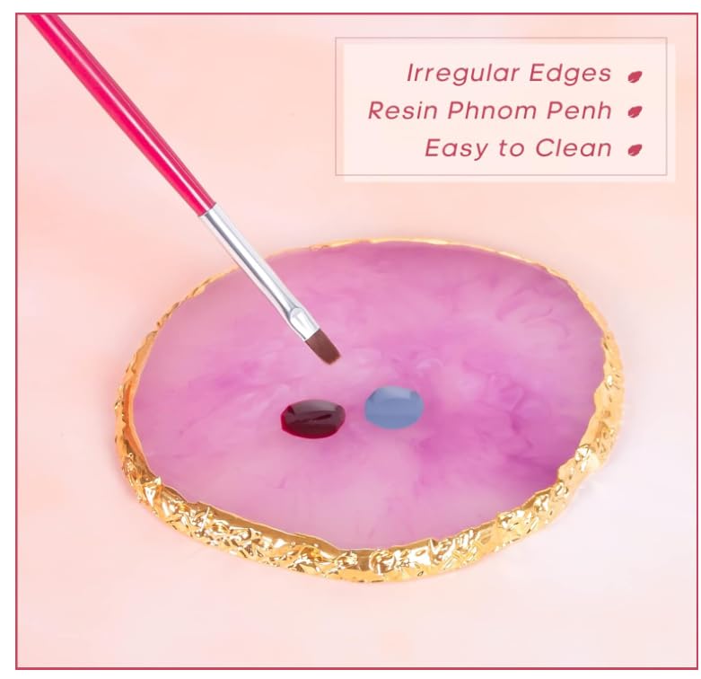 Resin Nail Art Palette 2Pack Nail Painting Mixed Color Palette Gilded Edge Nail Gel Color Makeup Display Board Pallet Manicure Tool - Image 3