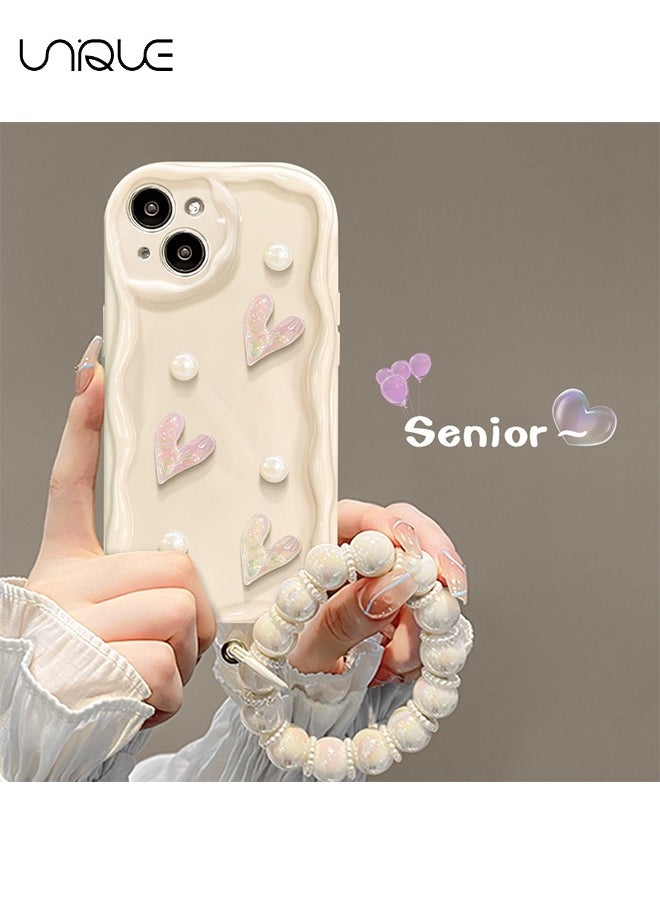 Unique Compatible iPhone 15 Case for Soft Silicone Bumper White Case with Cute Luxury Crystal Sparkling Bracelet Case for iPhone 15  - Image 1