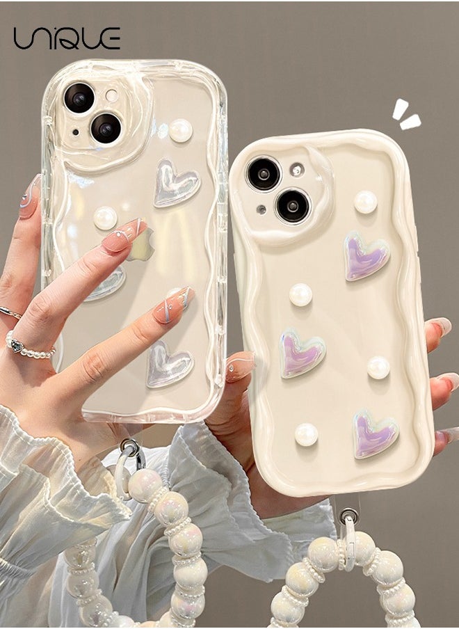 Unique Compatible iPhone 15 Case for Soft Silicone Bumper White Case with Cute Luxury Crystal Sparkling Bracelet Case for iPhone 15  - Image 5