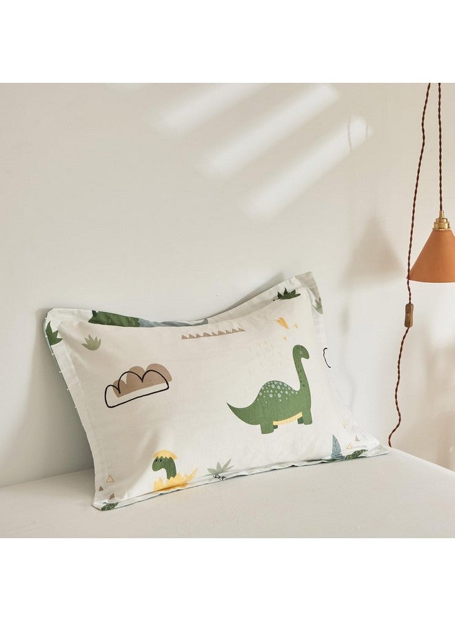 Joyreap 4 Piece Dinosaur Toddler Bedding Set, Cotton Toddler Comforter Sheet Set, Green Dinosaurs Print on White Design for Kids Boys n Girls - Image 5