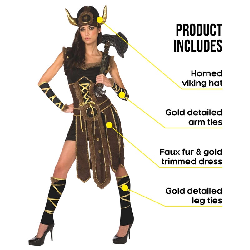 Morph Viking Costume for Women, Viking Warrior Outfit, Nordic Battle Dress, Historical Role Play Attire, Large - Image 2